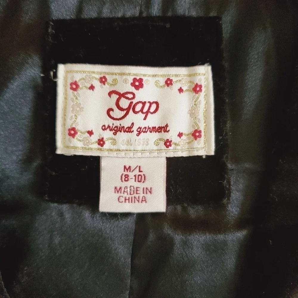 K1232 * Gap Girls Velvet Cropped Shrug Jacket Black Size M/L (8/10)